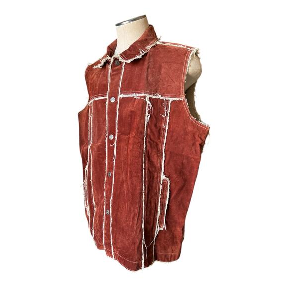 Vintage M. Julian Wilsons Leather distressed patchwork lined brown vest size XL - Picture 5 of 16